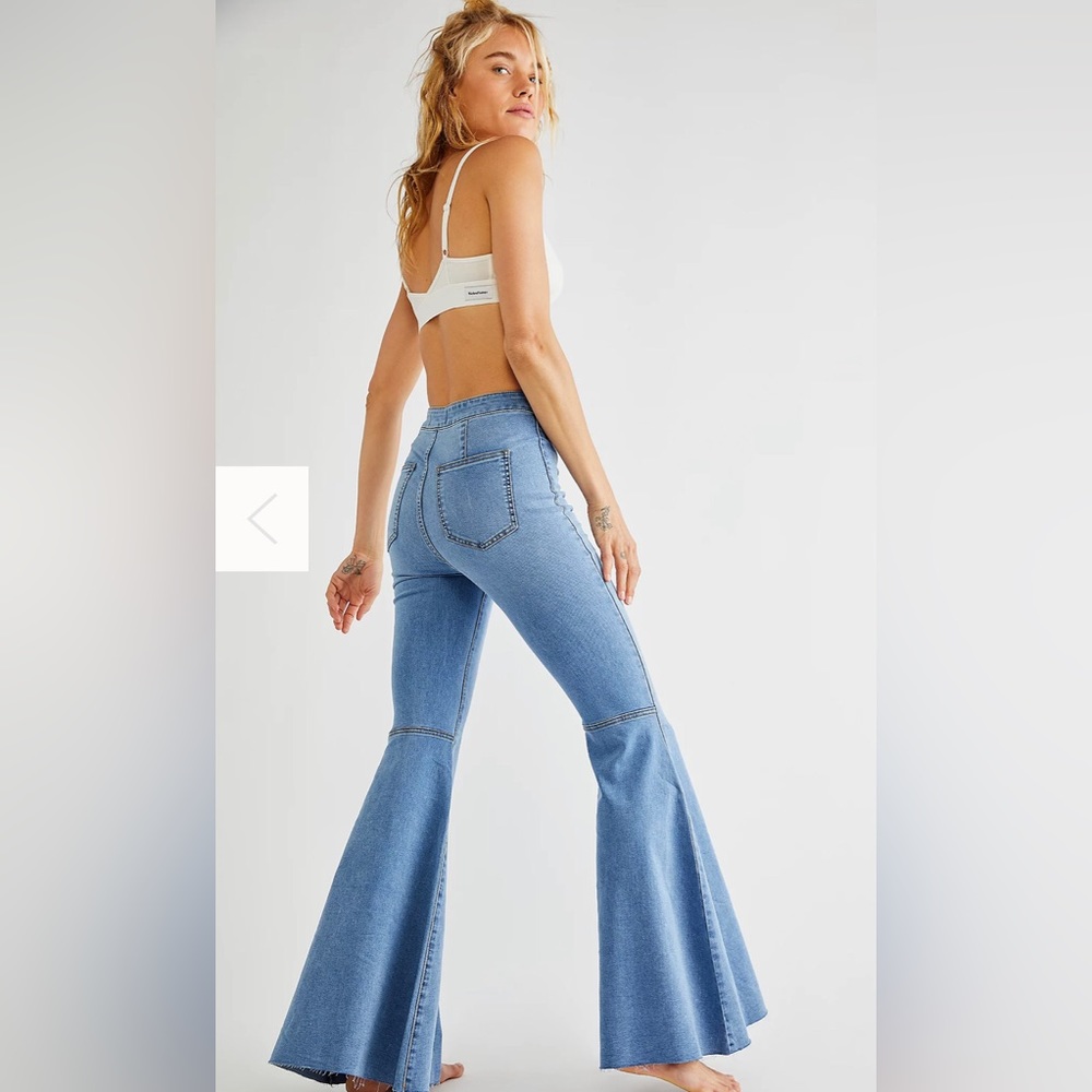 Free People “Just Float on Flare” Extreme Flare Light Wash Jeans